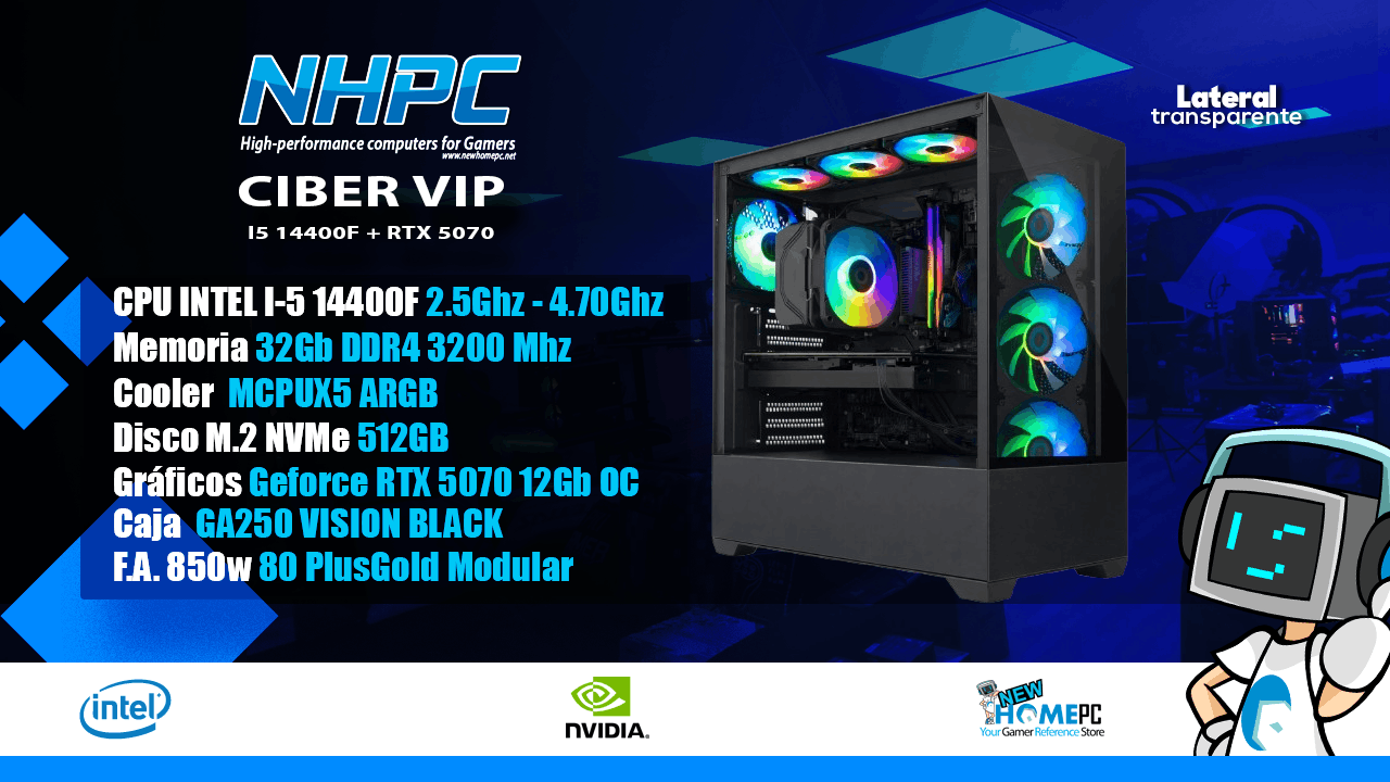 PC gaming NHPC CIBER VIP - I5 14400F - RTX 5070 - 32GB - 512GB